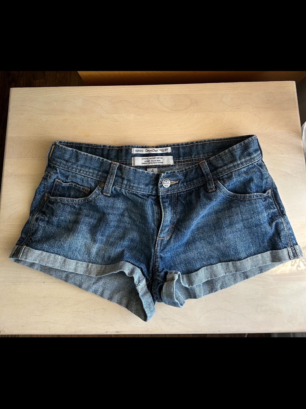 Classic Dark Blue Roll-Cuff Denim Shorts - Women